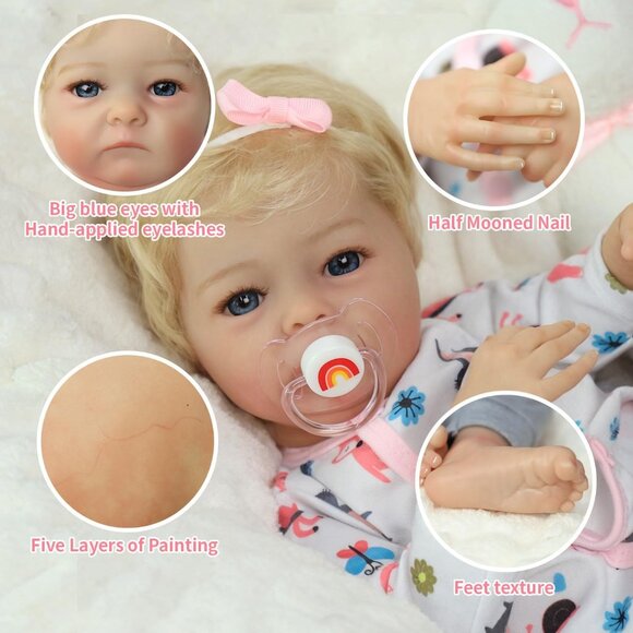 16 Inch Realistic Full Silicone Body Brown Baby Girl Doll Newborn Real Dolls - Picture 2 of 9